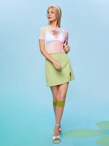 SCOOBY-DOO X SHEIN Women's Cartoon Print Lettuce Trim Top - Multicolor - View 4