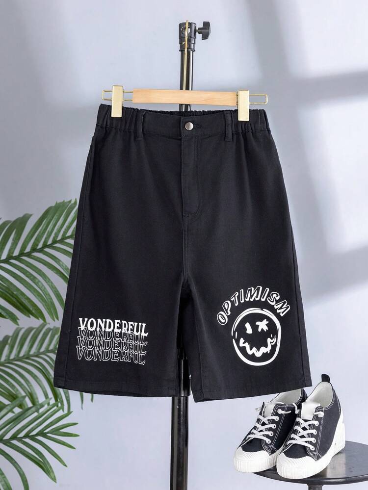Teen Boys' New Fashion Casual Printed Denim Shorts
