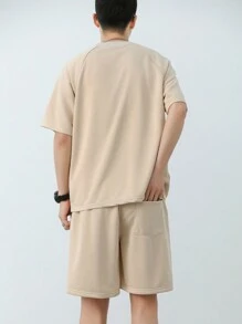 DAZY Men'S Two-Piece Solid Color Raglan Sleeve Summer T-Shirt Shorts Set