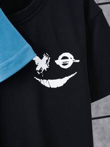 SHEIN 3pcs Tween Boys' Fun Expression Print Short Sleeve T-Shirt, School, Campus, College - Multicolor - View 3