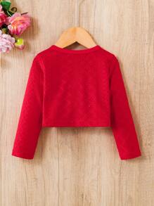 嬰兒女孩紅色高腰夾克,褶邊、蝴蝶結設計,適合日常休閒和運動,春夏季節 - 彩色 - 查看 2