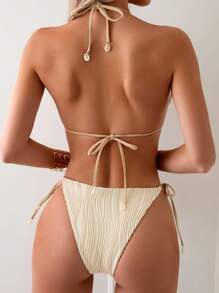 Swim Basics Set de bikini la modă, separabil, la modă, pentru femei, plajă de vară, cu țesătură specială, top de bikini, în două piese, set de bikini micromicro.