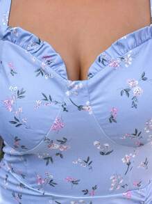 Dreamara Plus Size Casual Vacation Style Slim Fit Sweetheart Neckline Sleeveless Asymmetrical Hem Pleated Cami Dress With Wide Straps - Multicolor - View 3