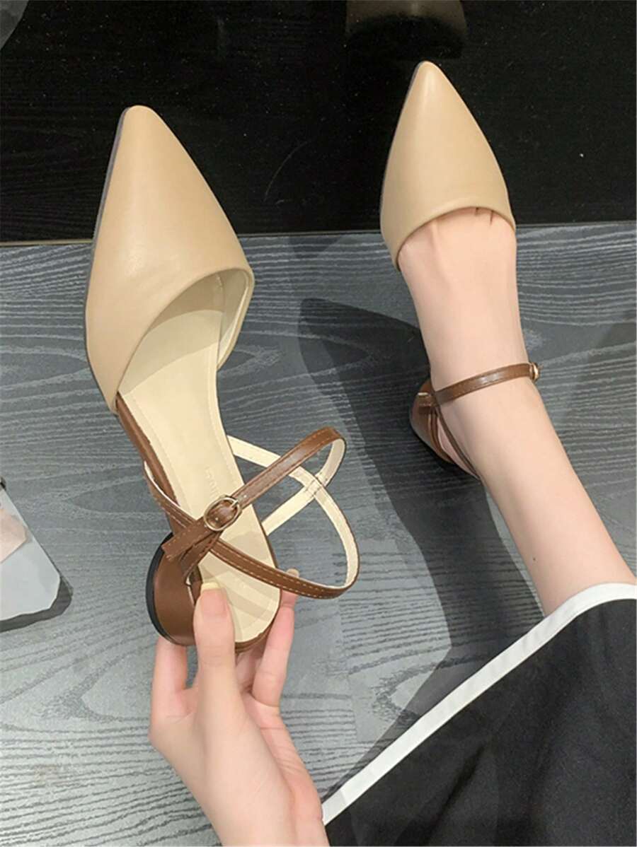 Tacones de punta con tacón escultural de talón abierto - Albaricoque - Ver 1