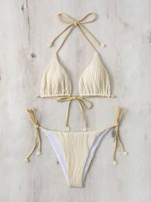 Swim Basics Set de bikini la modă, separabil, la modă, pentru femei, plajă de vară, cu țesătură specială, top de bikini, în două piese, set de bikini micromicro.