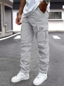 Manfinity Homme Men's Grey Pants With Pockets - Mauve Purple - View 3