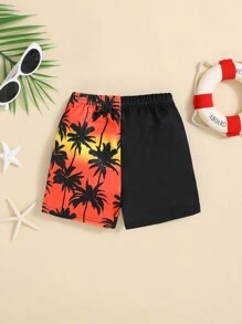 SHEIN Em bé Con trai Lá thư & Cây cọ Mô hình Phong cách kỳ nghỉ Quần bơi Trunk - Nhiều màu - Xem 2