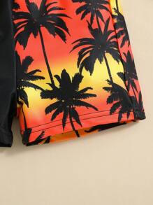 SHEIN Em bé Con trai Lá thư & Cây cọ Mô hình Phong cách kỳ nghỉ Quần bơi Trunk - Nhiều màu - Xem 5