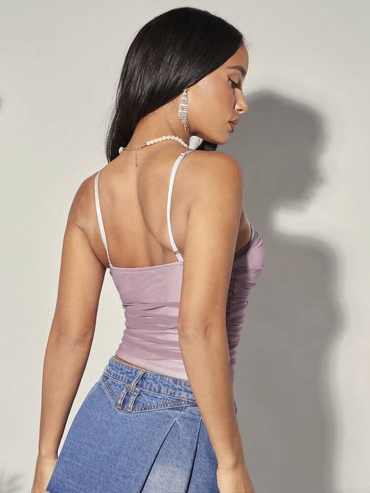 Women's Ruched Bandeau Crop Top Camisole Tank Top