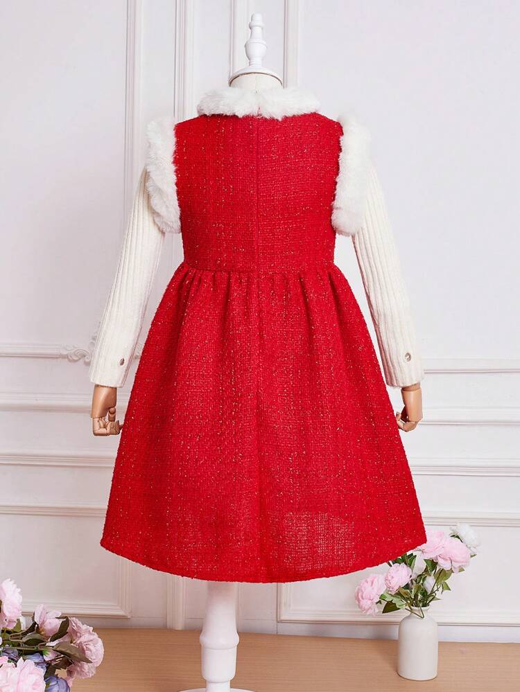 Girls' Chinese Style Frog Buttoned Mid-Length Dress