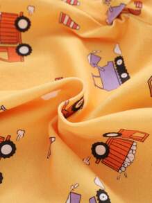 SHEIN Dziecko Chłopcy Kreskówki Samochód Wzór Okrągły Dekolt Krótki Rękaw Topy I Zestaw majtek