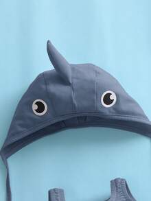 SHEIN Atuendo Adorable Y Cómodo En Forma De Tiburón Para Bebé Niño - Azul - Ver 3