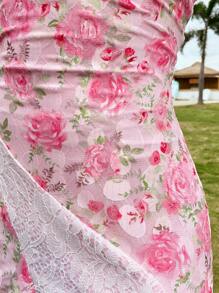 Soleia Damen Kleid Mit Farbblock-blumenspitze Und Spaghettiträgern