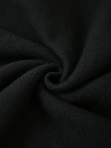 SHEIN EZwear Slogan Graphic Kangaroo Pocket Drawstring Thermal Lined Hoodie - Black - View 4