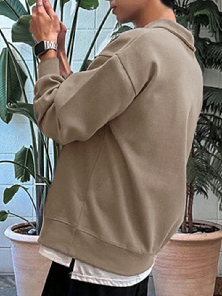 Men's Back To School Drop Shoulder Sweatshirt With Letter Embroidery Fall,Winter