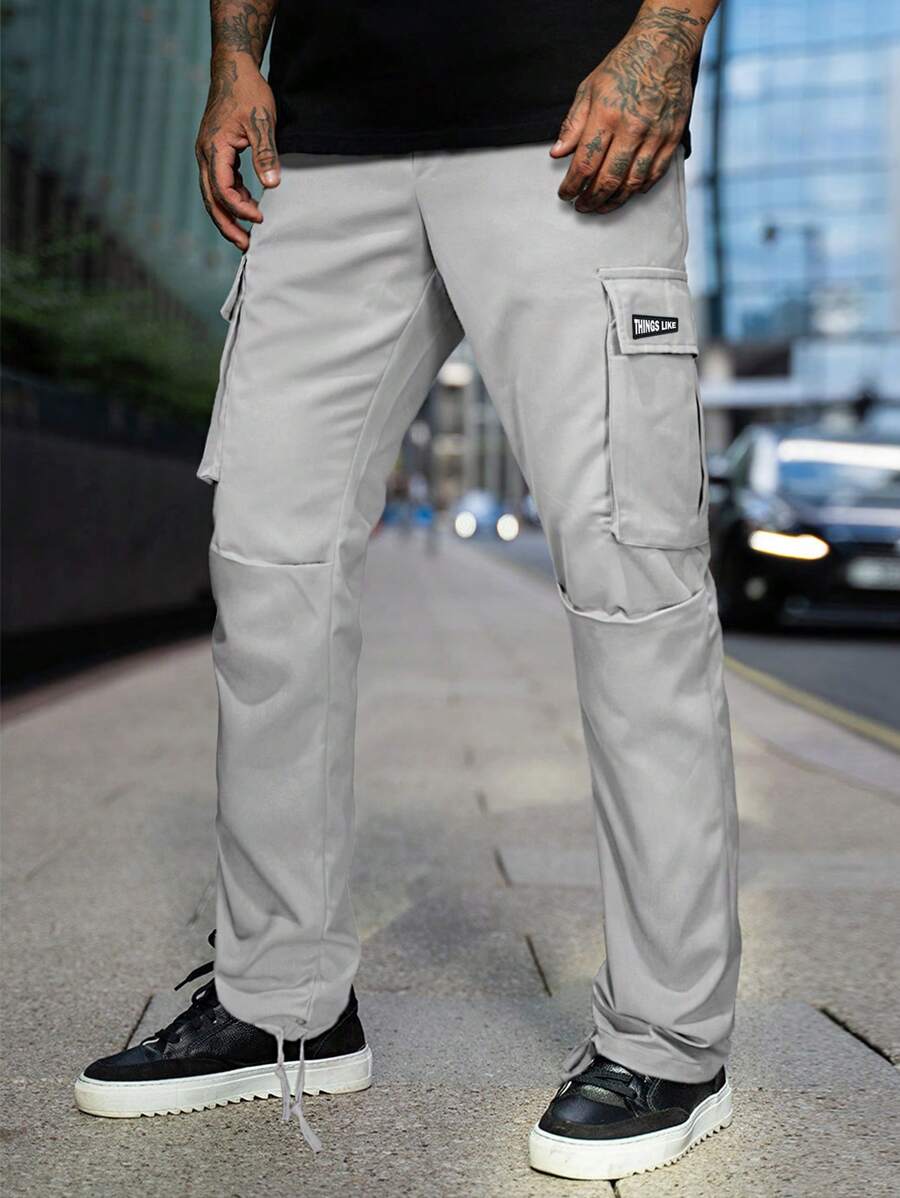 Manfinity Homme Men's Grey Pants With Pockets - Mauve Purple - View 1