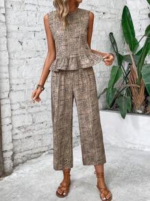 SHEIN LUNE Random Printed Casual Two-Piece Outfit - Multicolor - View 4