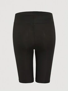 少女黑色弹力腰带百慕大短裤，百慕大短裤/打底裤 - 黑色 - 查看 2