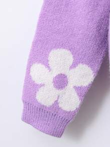 Suéter Juvenil Para Niñas Con Diseño Floral Sencillo A Juego Para Primavera/verano - Morado - Ver 5