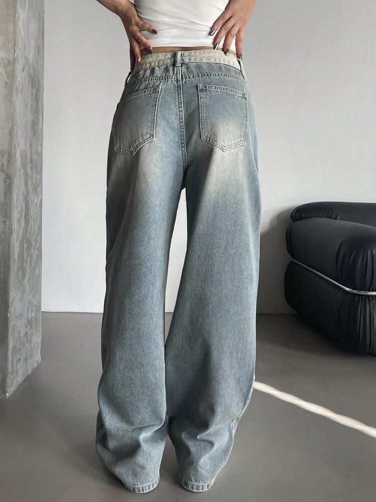 Women's Casual Wide Leg Denim Jeans,Baggy Jeans