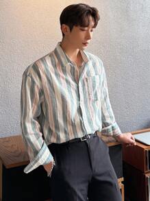 DAZY 男士條紋春夏襯衫 - 彩色 - 查看 8