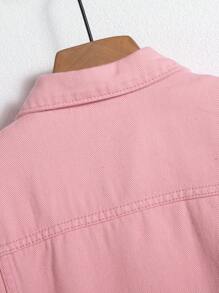 Manfinity Homme 男士长袖粉色纽扣牛仔夹克，秋季款 - 粉色 - 查看 3