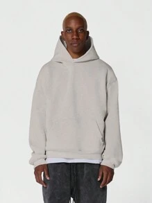 SUMWON Regular Fit Essential Overhead Hoodie - Light Grey - View 1