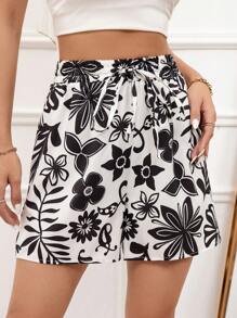 GENKIRA Ngẫu nhiên In Của phụ nữ Quần short - màu đen - Xem 4