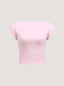 SHEIN Unity Women's Hollow Out Back Slim Fit T-Shirt - Multicolor - View 3