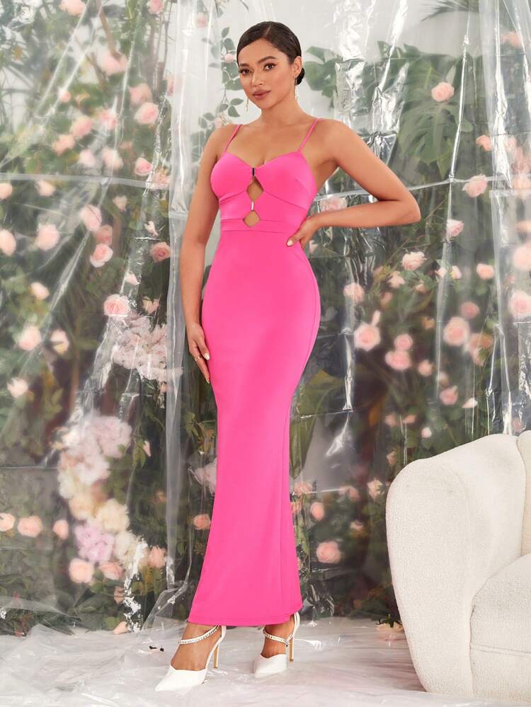 Ladies' Hollow Out Halter Bridesmaid Dress