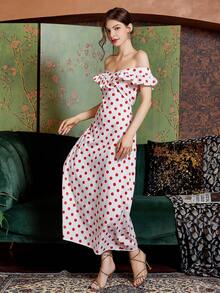 春夏情人節約會優雅露肩裝 - 白色 - 查看 5