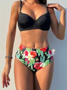 SHEIN Swim Summer Plant Print Push Up Bikini Set For Women Carnival