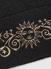 ROMWE Hippie 刺繡細節露背針織上衣 - 黑色 - 查看 2