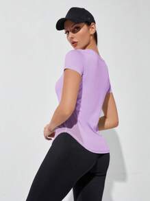 Exploreva Curved Hem Solid Sports Tee