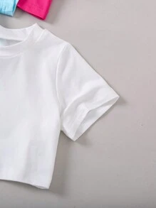 SHEIN 年輕女孩4入組短袖t恤套裝 - 彩色 - 查看 6
