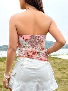 Soleia Women's Cropped Top With Ruffle Trim