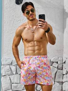 Surfspeed Quần short đi biển nam có họa tiết hoa nở rộ và túi chéo, phong cách Hawaii - Nhiều màu - Xem 3