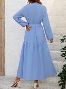 Chiquease Vestido De Rayas Con Mangas De Linterna Y Mangas Largas De Estilo Europeo Y Americano Para Principios De Primavera