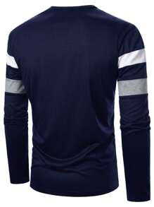 Manfinity Mode Men's Striped Long Sleeve T-Shirt, Men Henley, For Fall - Multicolor - View 2