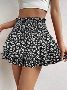 Breezaya Của phụ nữ In hoa Cúc Bọc Skorts - màu đen - Xem 1