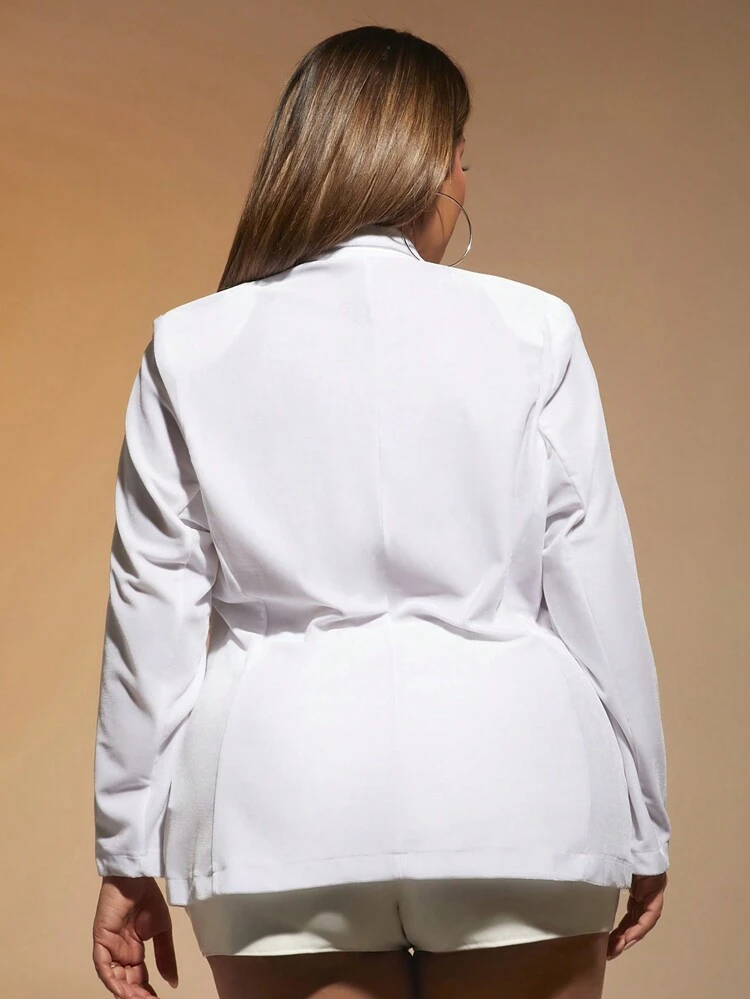 Plus Size Solid Color Velvet Casual Blazer Jacket