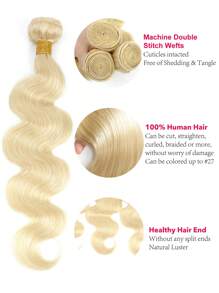 3pcs 613#GOLD 10-28inch Body Wave Hair Human Virgin Hair Weaves  Hair Extensions Double Strong Weft - S613 - View 4