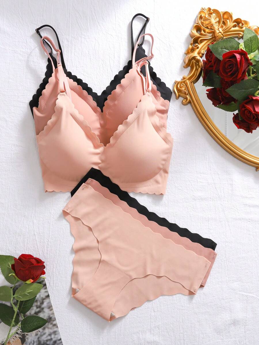 3 Seamless Comfortable Bra And Panties Sets