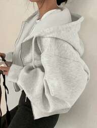 INAWLY Bluza damska z kapturem i zamkiem błyskawicznym w dużym rozmiarze