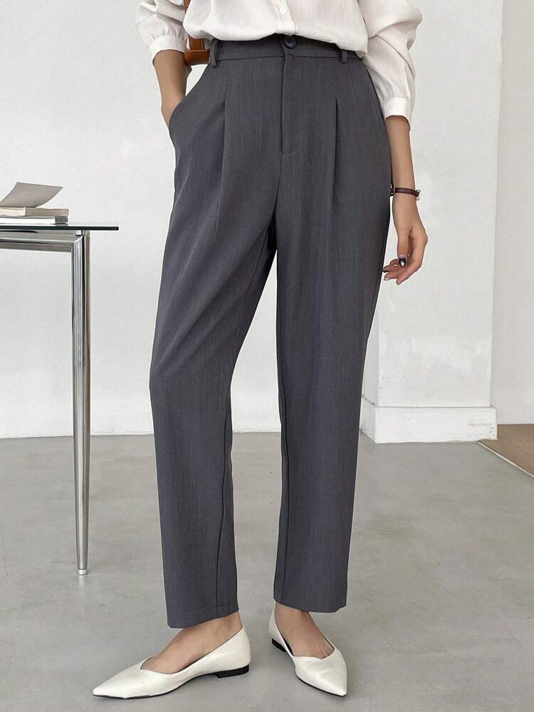 Women's Business Casual Solid Color Cone-Shaped Suit Pants,Women Dress Pants Fall/Winter