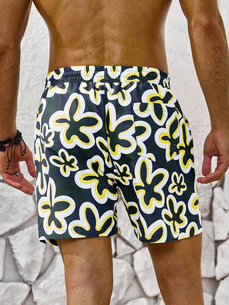 Men's Printed Drawstring Beach Shorts