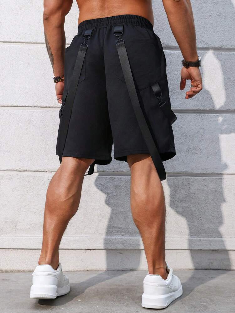 Men's Plus Size Solid Color Overalls Shorts