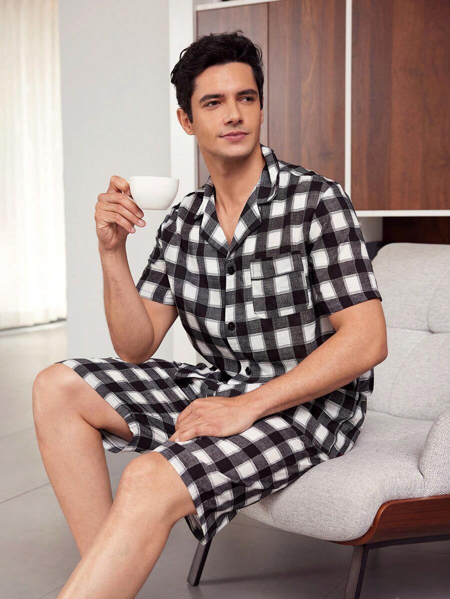 Men's Plaid Pattern Homewear Set