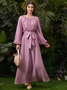 Mulvari 女性實色寬鬆休閒二件套裝 - 粉色 - 查看 3