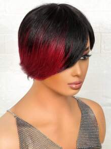 Short Straight Pixie Cut Human Hair Wigs 1B Bug Real Affordable Hair Replacement Wig Cheap Daily Use Wig For Beginner Friendly Wear To Go Burgundy Color - SNATURAL/BUG - View 6